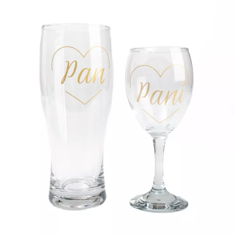 Svatební dvojice sklenic - Na víno a na pivo