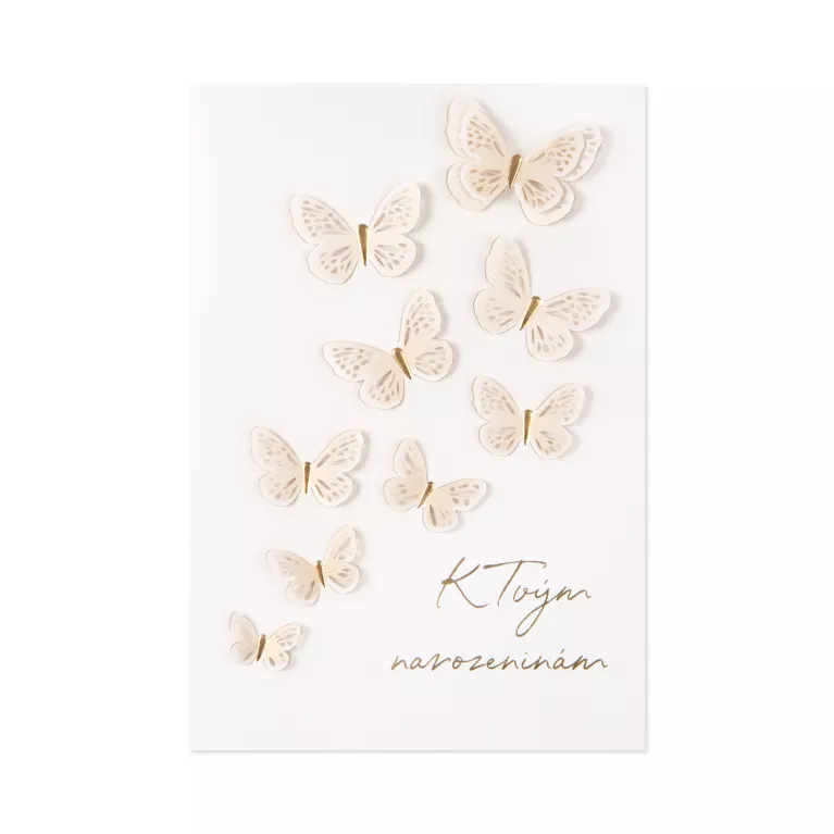 Luxusní narozeninové přání - Bílí motýlci
