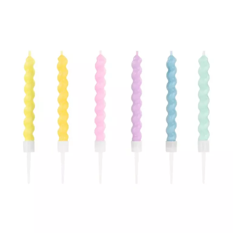 Svíčky dortové spirály pastelové 6 ks