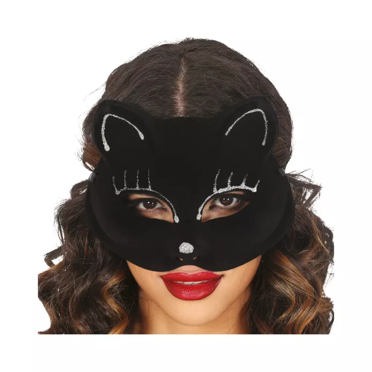 Škraboška Kočka sametově černá