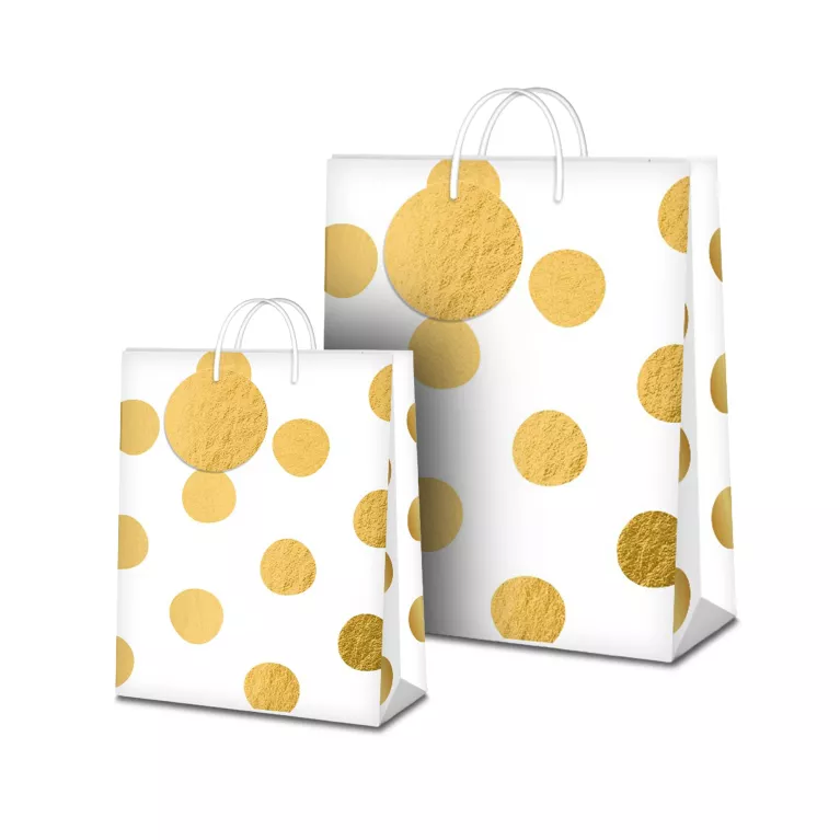 Dárková taška - Zlaté puntíky