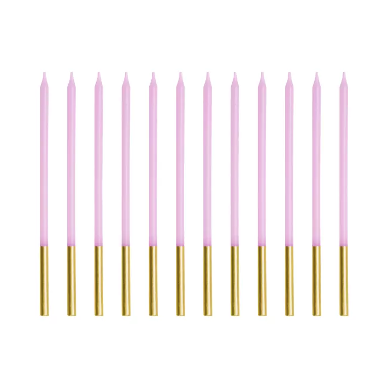 Svíčky dortové světle fialovo-zlaté 12 ks