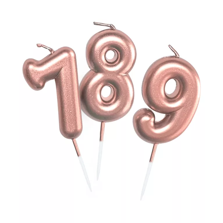 Svíčky dortové rose gold 5 cm čísla