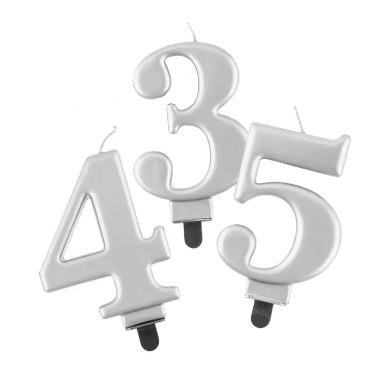 Svíčky dortové stříbrná čísla