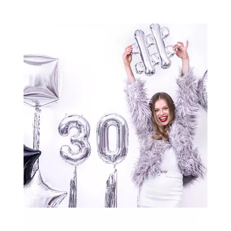 Balónky fóliové 35 cm stříbrná čísla