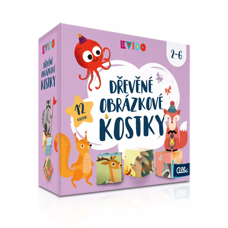 Dřevěné obrázkové kostky - Kvído