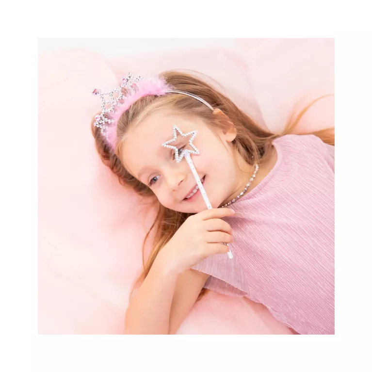 Set Princezna s růžovou čelenkou a hůlkou