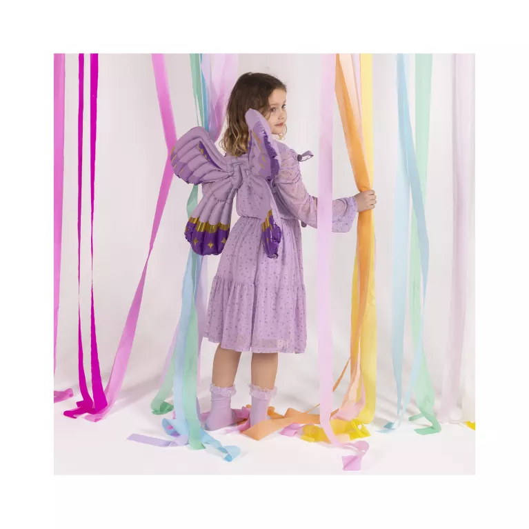 Fóliový balónek Motýlí křídla se šňůrkami fialová