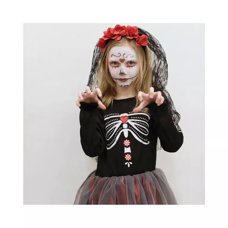 Kostým dětský Mexická kostra s červenou sukní