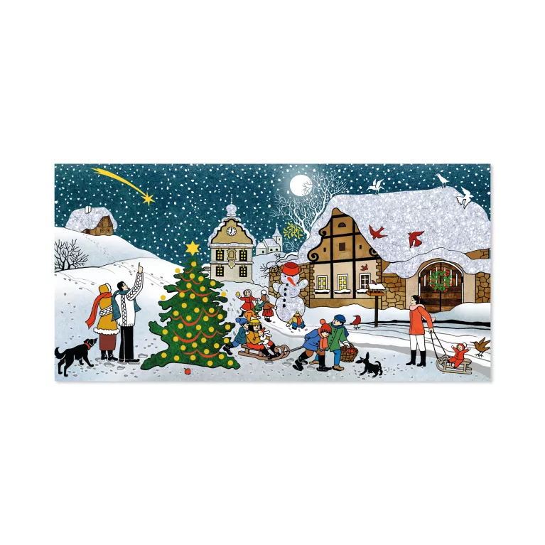 Vánoční přání - Lidé na návsi