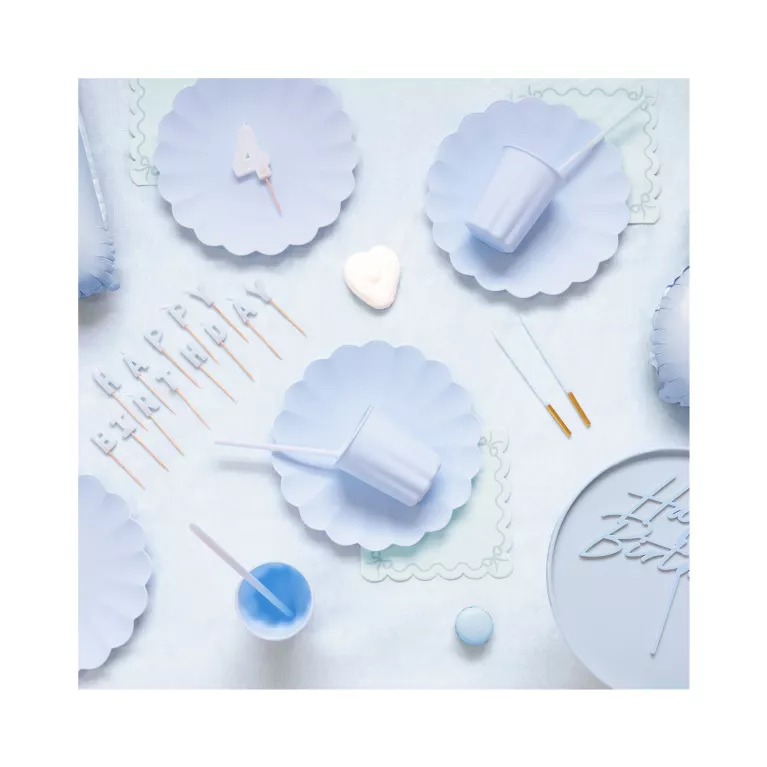 Svíčky dortové světle modro-zlaté 12 ks