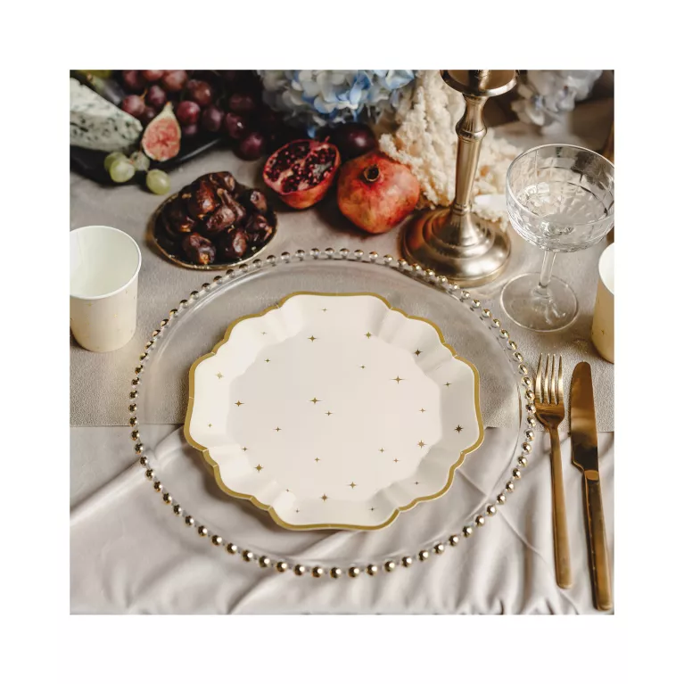 Talíře béžové s hvězdičkami 6 ks