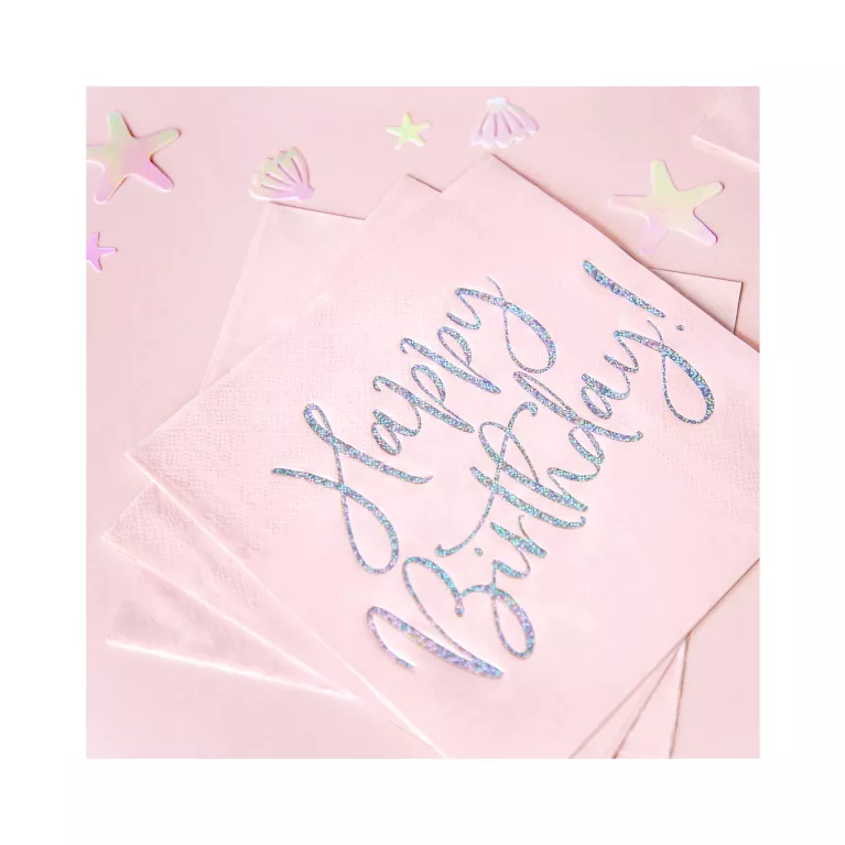 Ubrousky Happy Birthday! světle růžové 20 ks