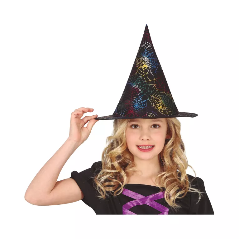 Klobouk Čarodějka s barevnou pavučinou