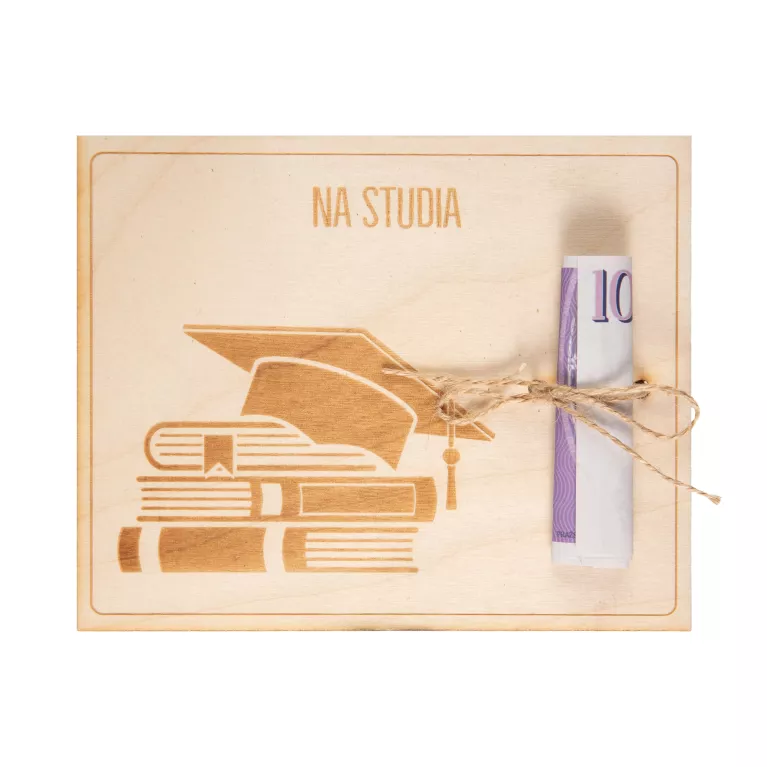 Dřevěné přání na peníze - Na studia