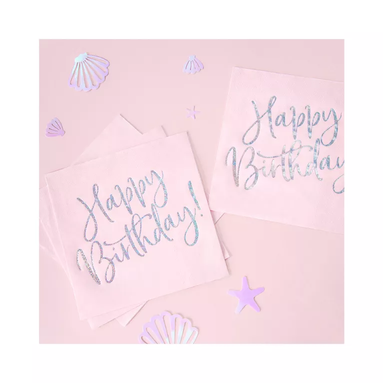 Ubrousky Happy Birthday! světle růžové 20 ks