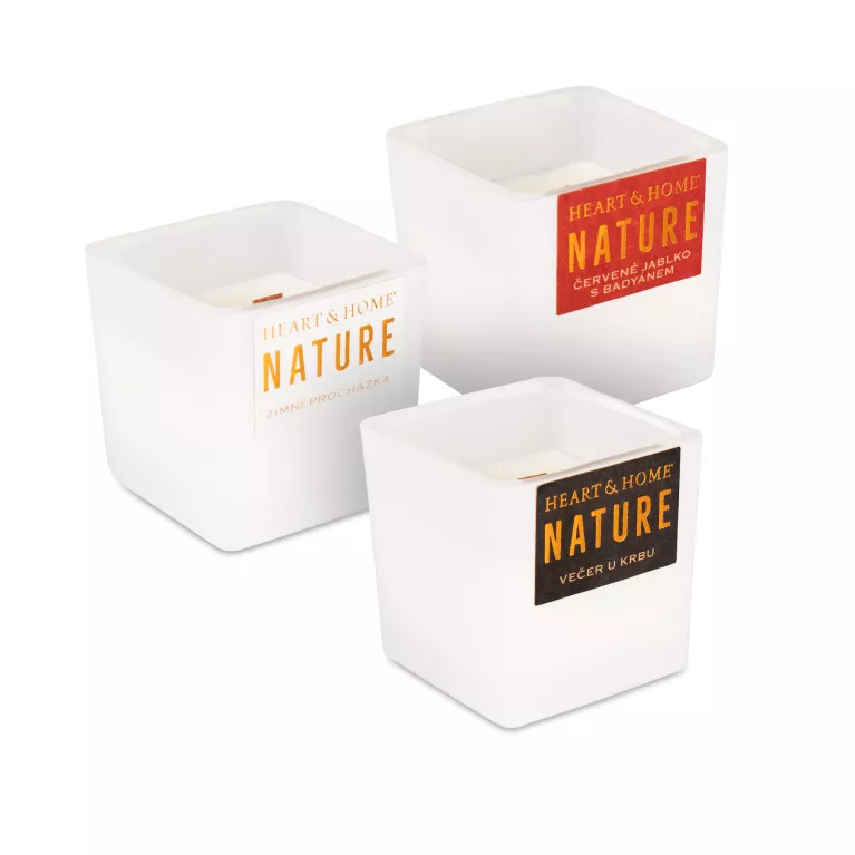 Vánoční sada 3 svíček Heart and Home Nature - Zimní procházka