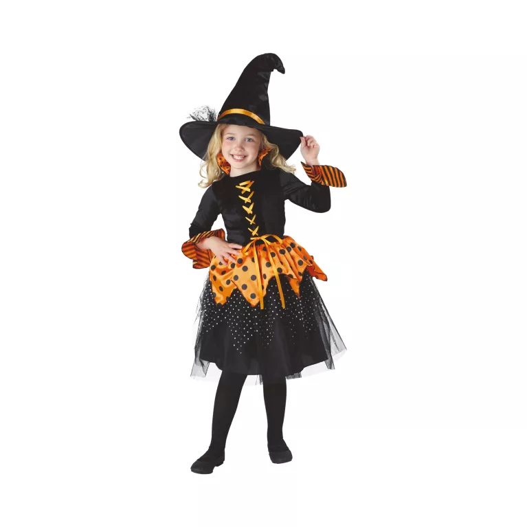 Kostým dětský Čarodějka oranžovo-černá