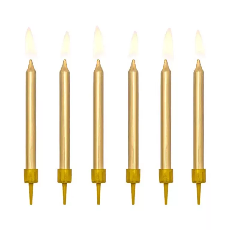 Svíčky dortové zlaté 6 ks
