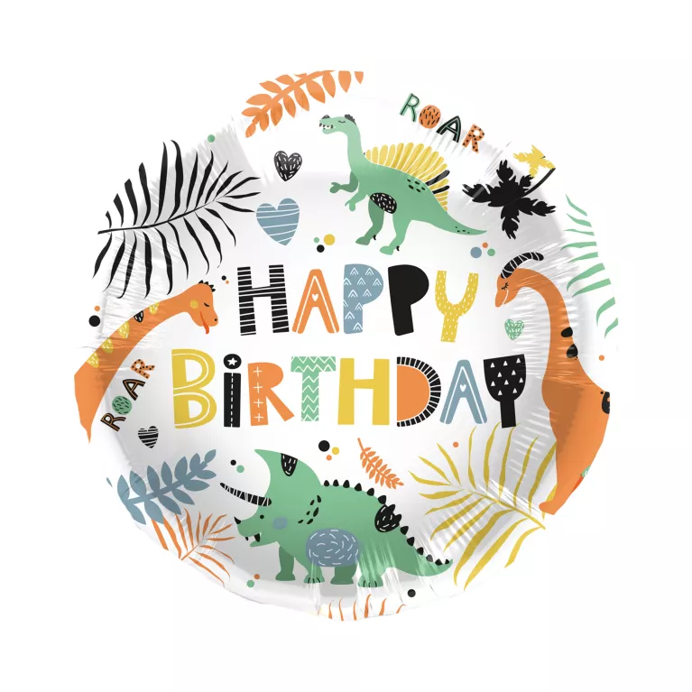 Balónek fóliový Happy Birthday Dinosauři