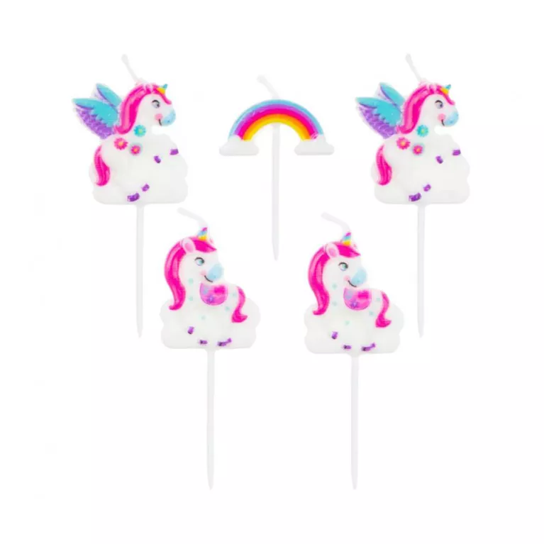 Sada dortových svíček Jednorožci 5 ks