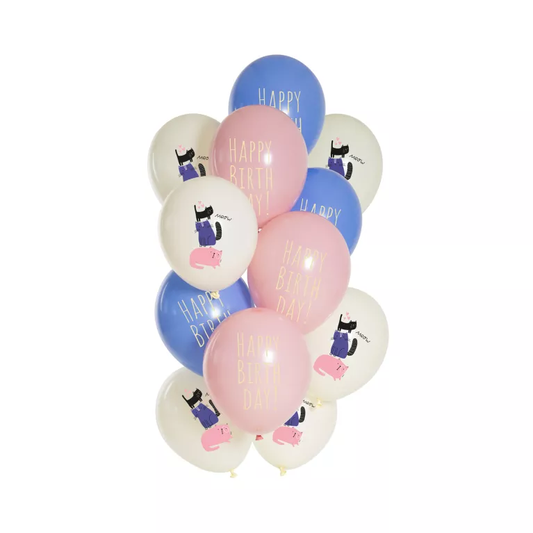 Balónky latexové Narozeniny Kočky 12 ks