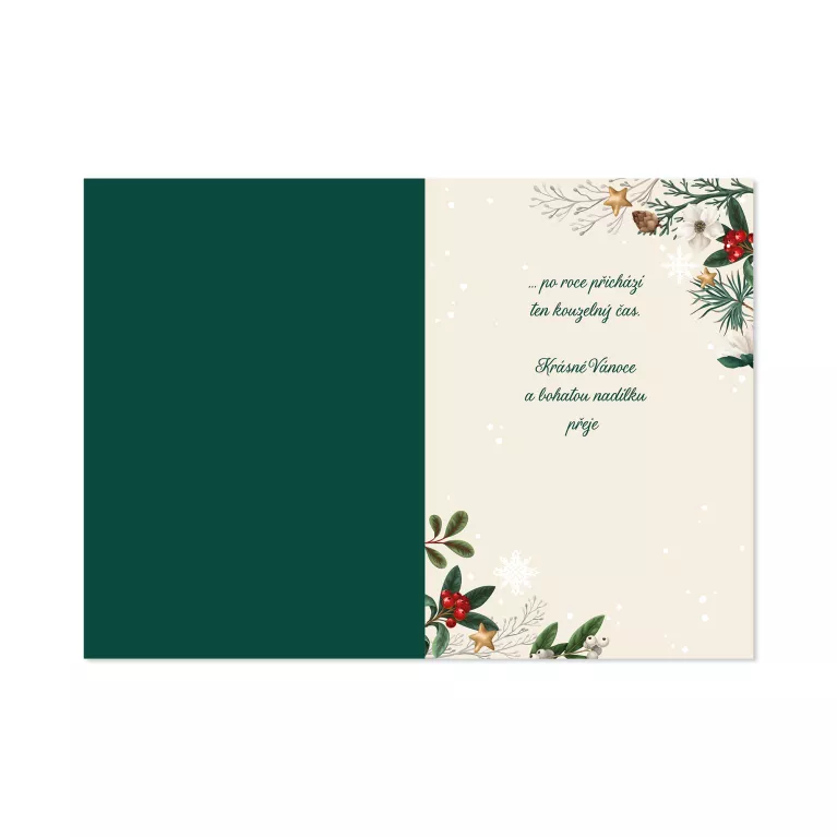 Vánoční hrací přání - Bílé květy a bobule