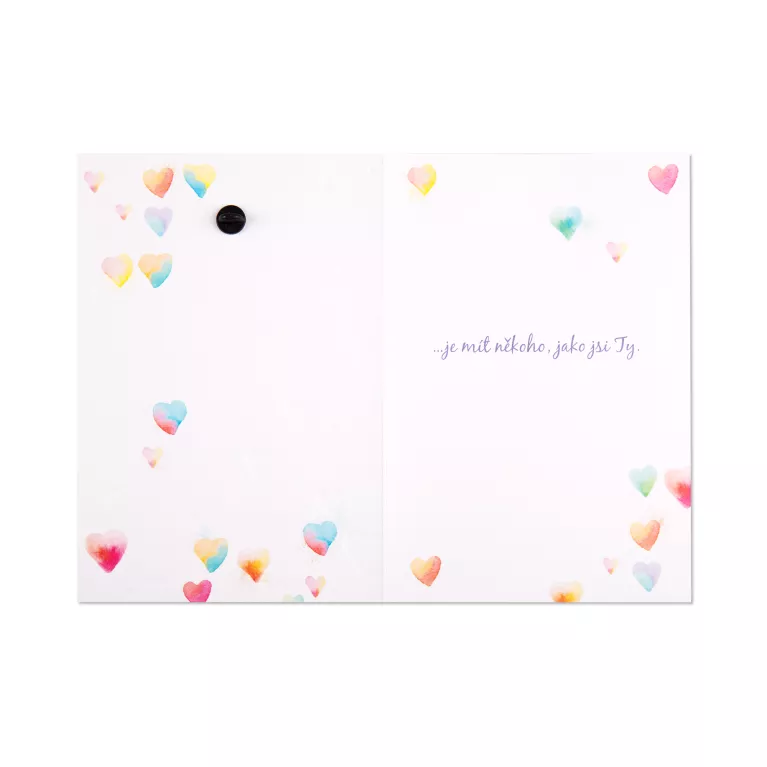 Přání s broží - Srdce