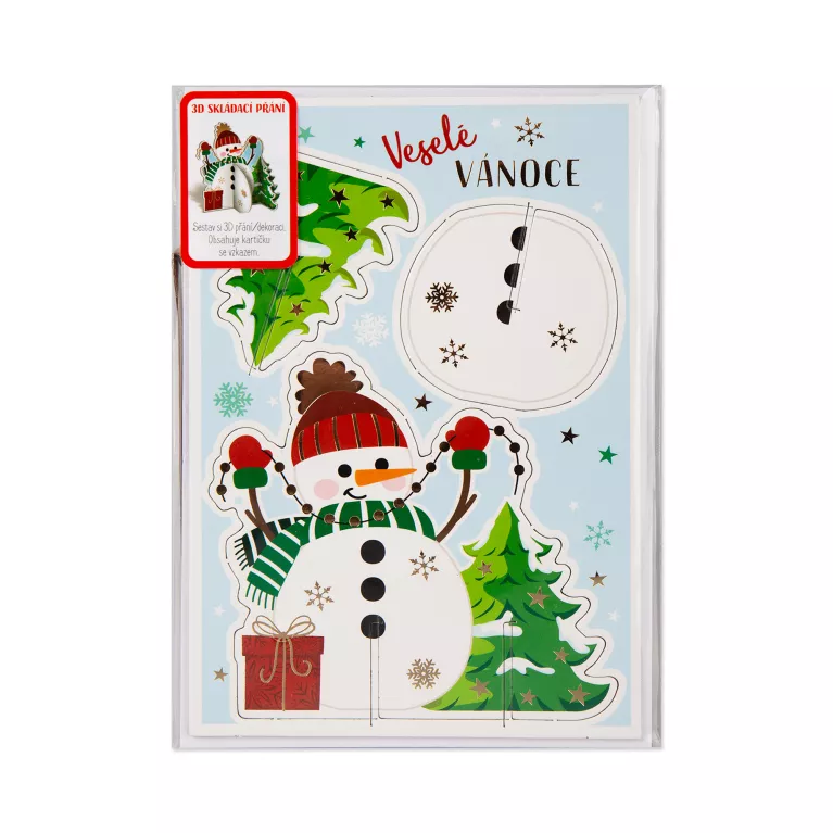 Skládací 3D přání - Sněhulák