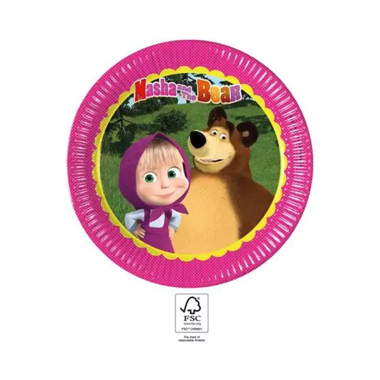 Talíře Máša a medvěd 8 ks
