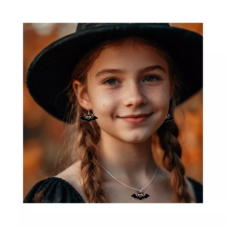 Naušnice a náhrdelník Halloween Netopýr