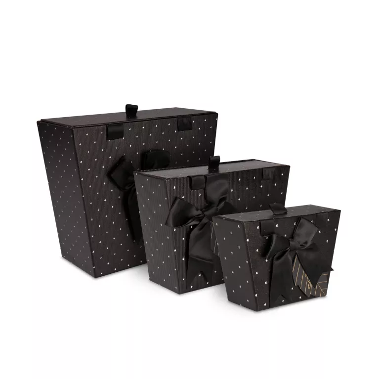 Luxusní dárková krabička - Černá s puntíky