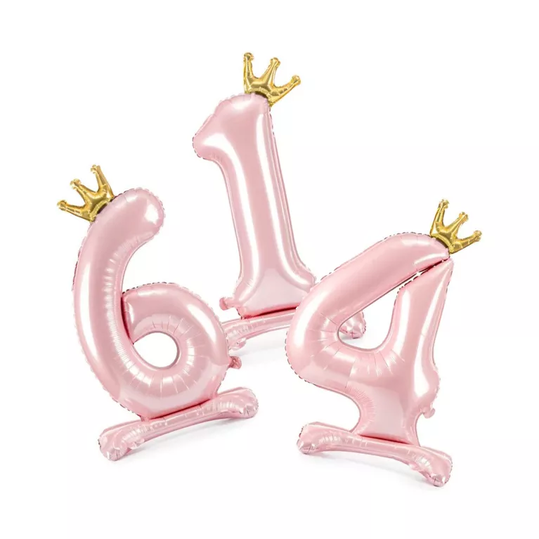 Balónky fóliové Stojící čísla s korunkou růžová 84 cm