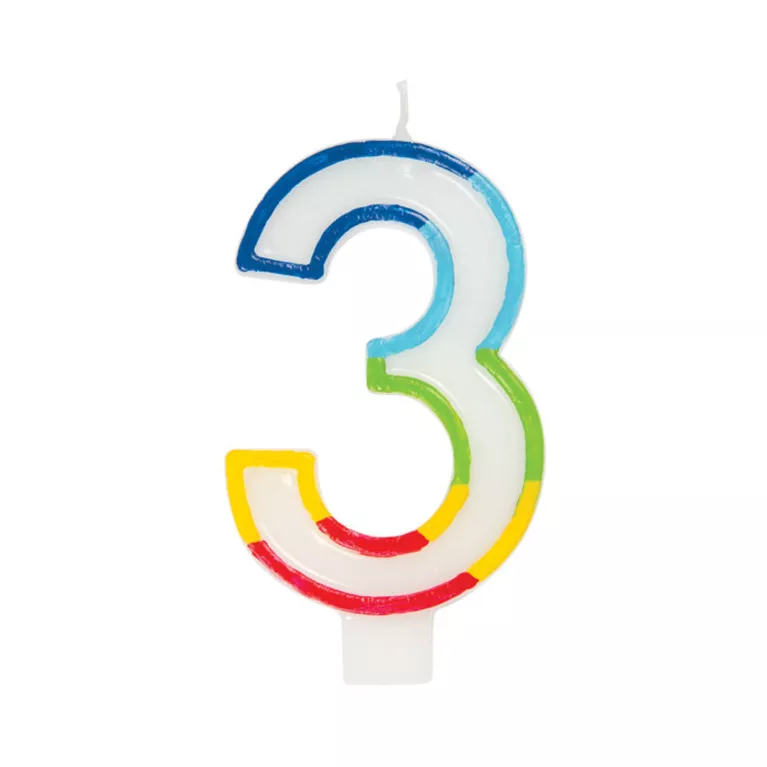 Svíčka dortová barevná číslo 3