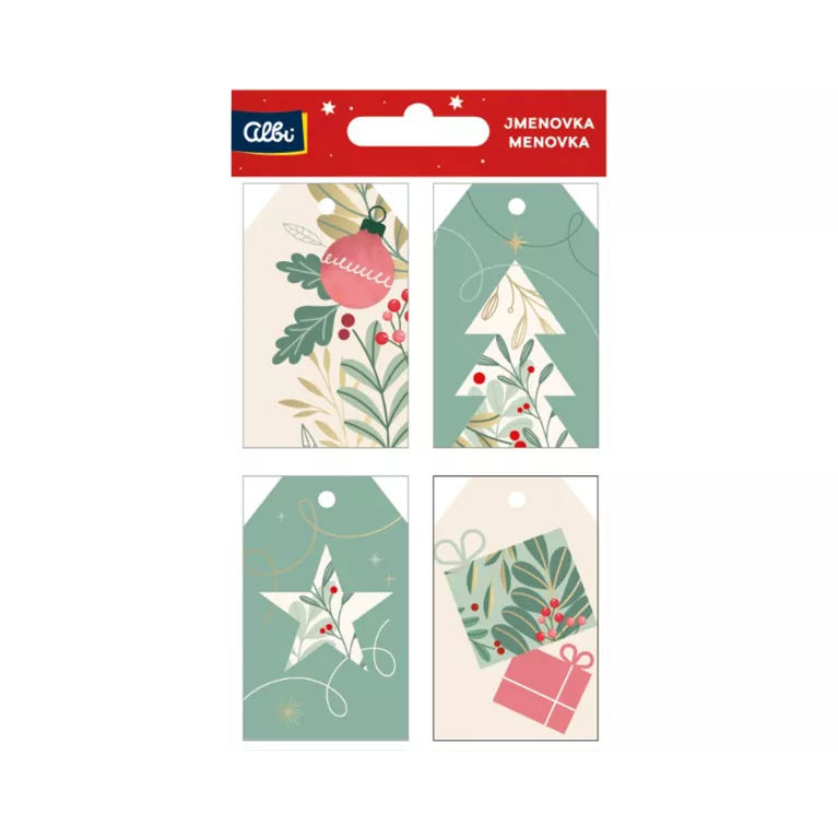 Dárková visačka 12 ks - Mintové Vánoce