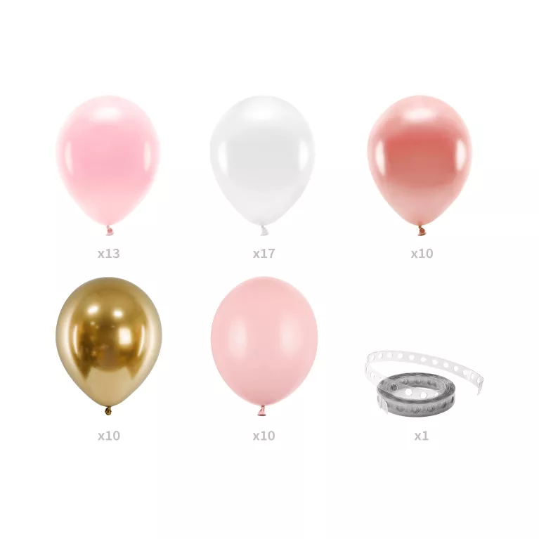 Balónková girlanda růžová, zlatá a bílá 60 ks