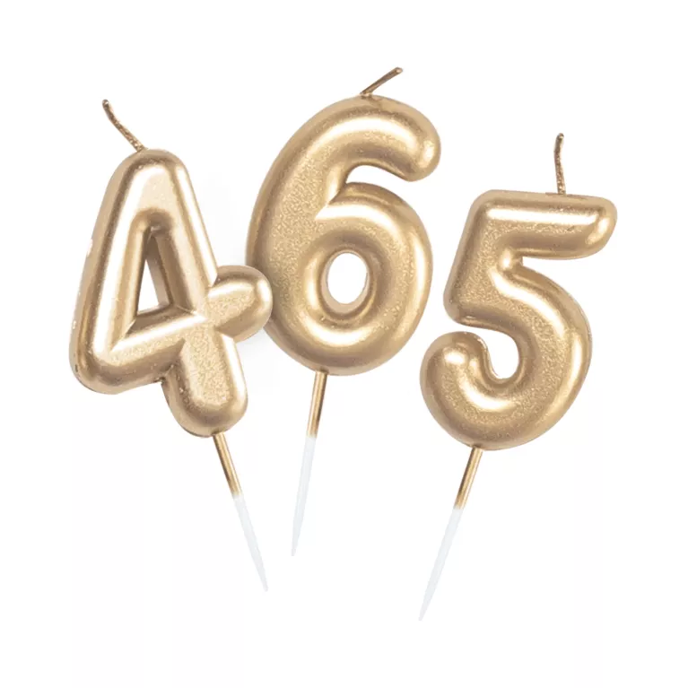 Svíčky dortové zlaté 5 cm čísla