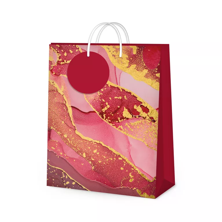Dárková taška velká - Červený mramor (26 × 12,7 × 32,4 cm)