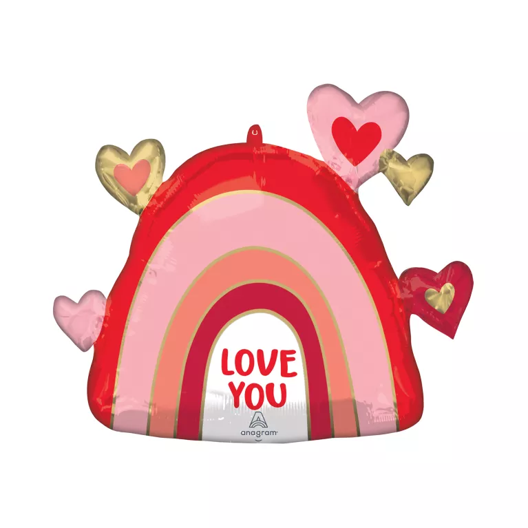 Balónek fóliový Love You duha červená