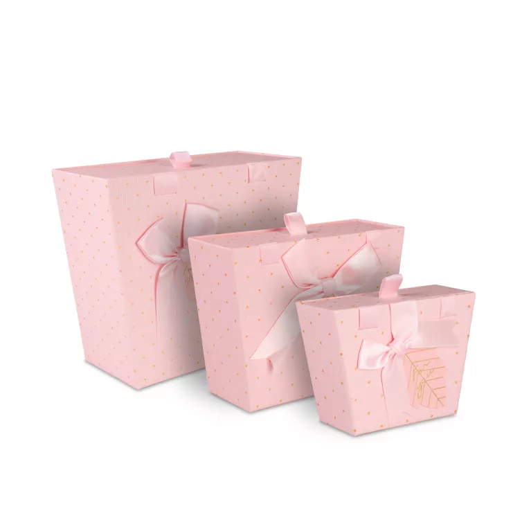 Luxusní dárková krabička - Růžová s puntíky
