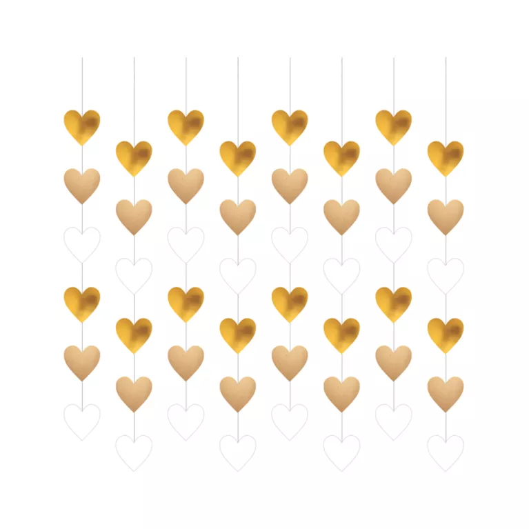Závěsná srdíčka zlatá 8 ks