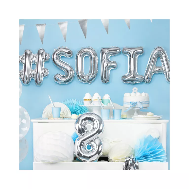 Balónky fóliové 35 cm stříbrná čísla