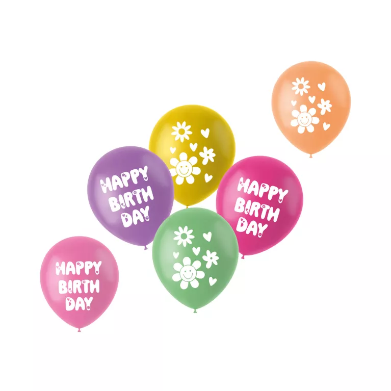 Balónky latexové Boho Girlz Happy Birthday 6 ks