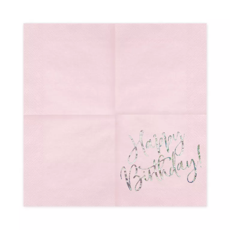 Ubrousky Happy Birthday! světle růžové 20 ks