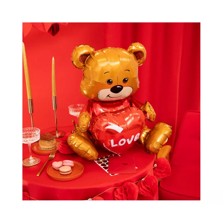 Balónek fóliový DIY Medvídek se srdcem Love