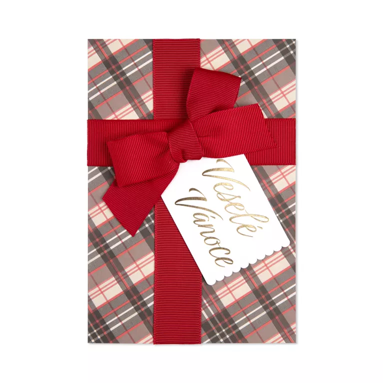 3D Vánoční přání - Červená mašle