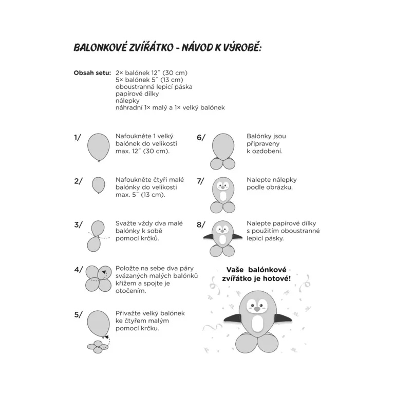 Balónkové zvířátko DIY Tučňák