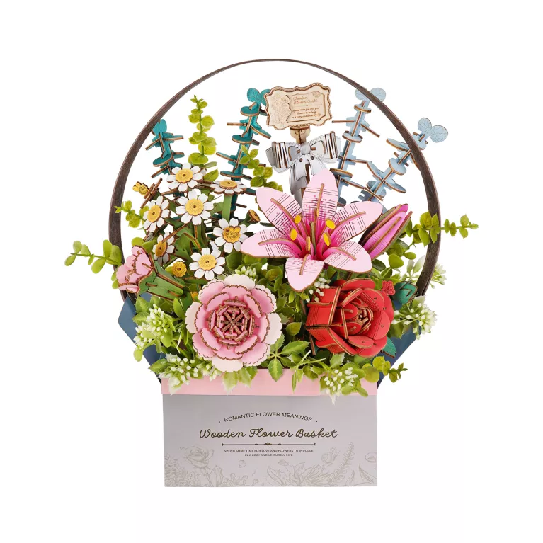 Dřevěné květiny - Košík květin