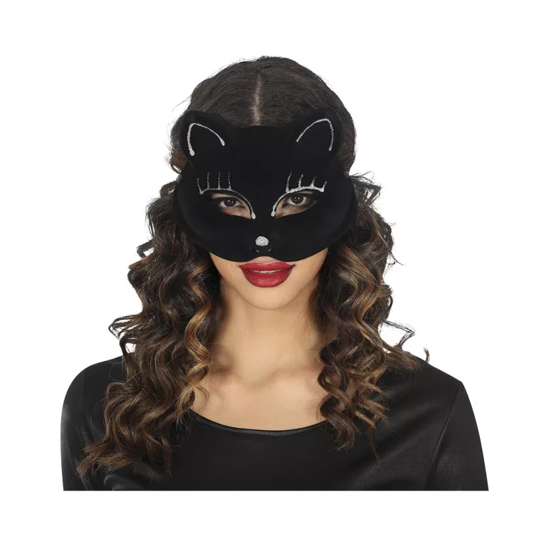 Škraboška Kočka sametově černá