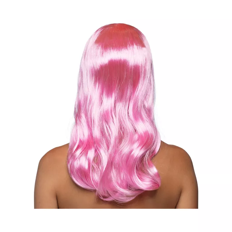 Paruka dlouhá růžová s ofinou